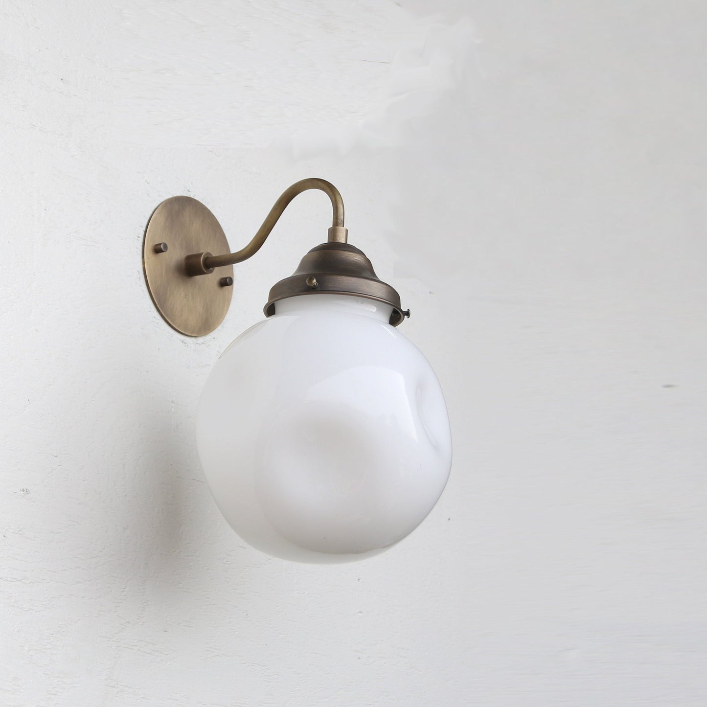 One-Light Gooseneck Wall Sconce with 8-Inch Opal Globe