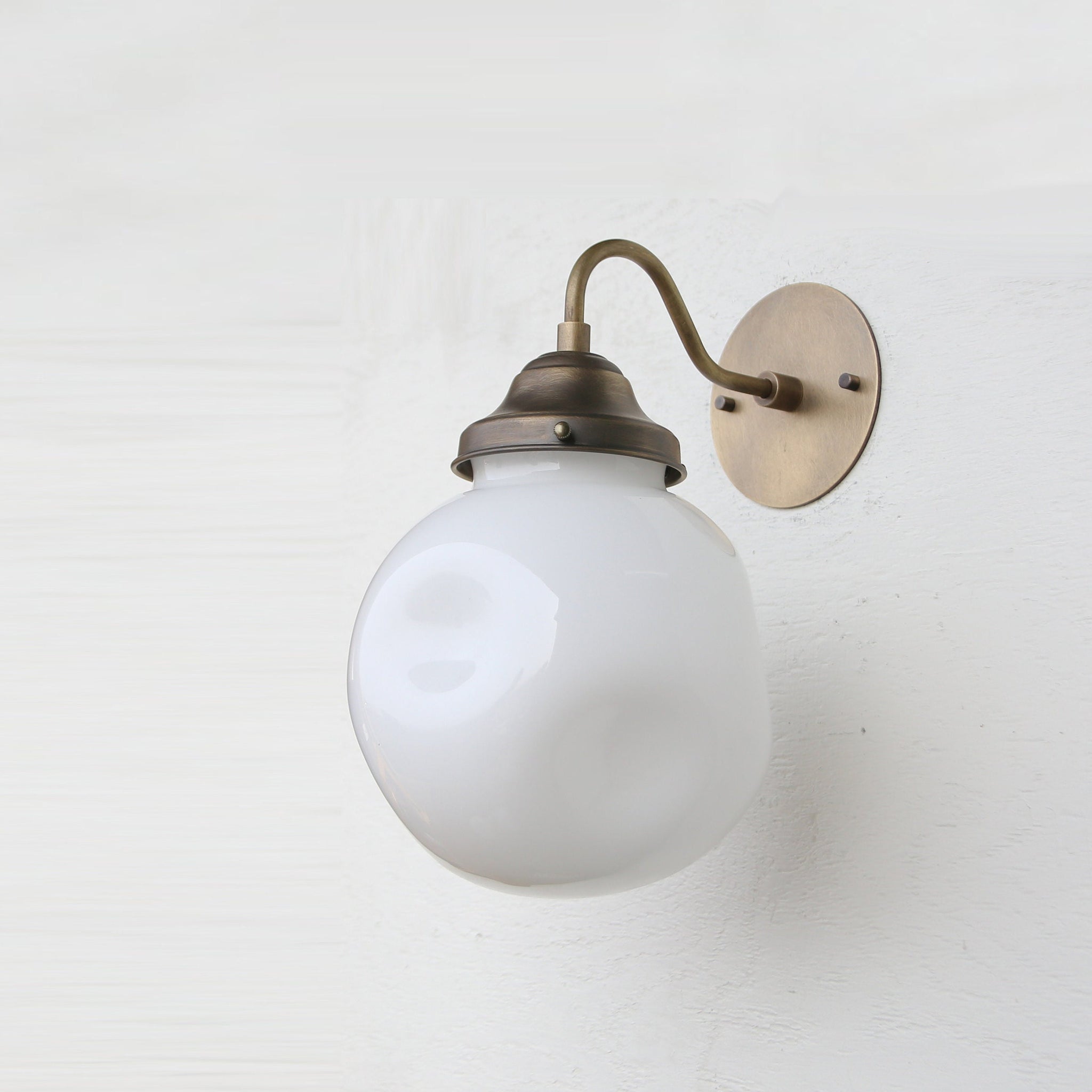One-Light Gooseneck Wall Sconce with 8-Inch Opal Globe