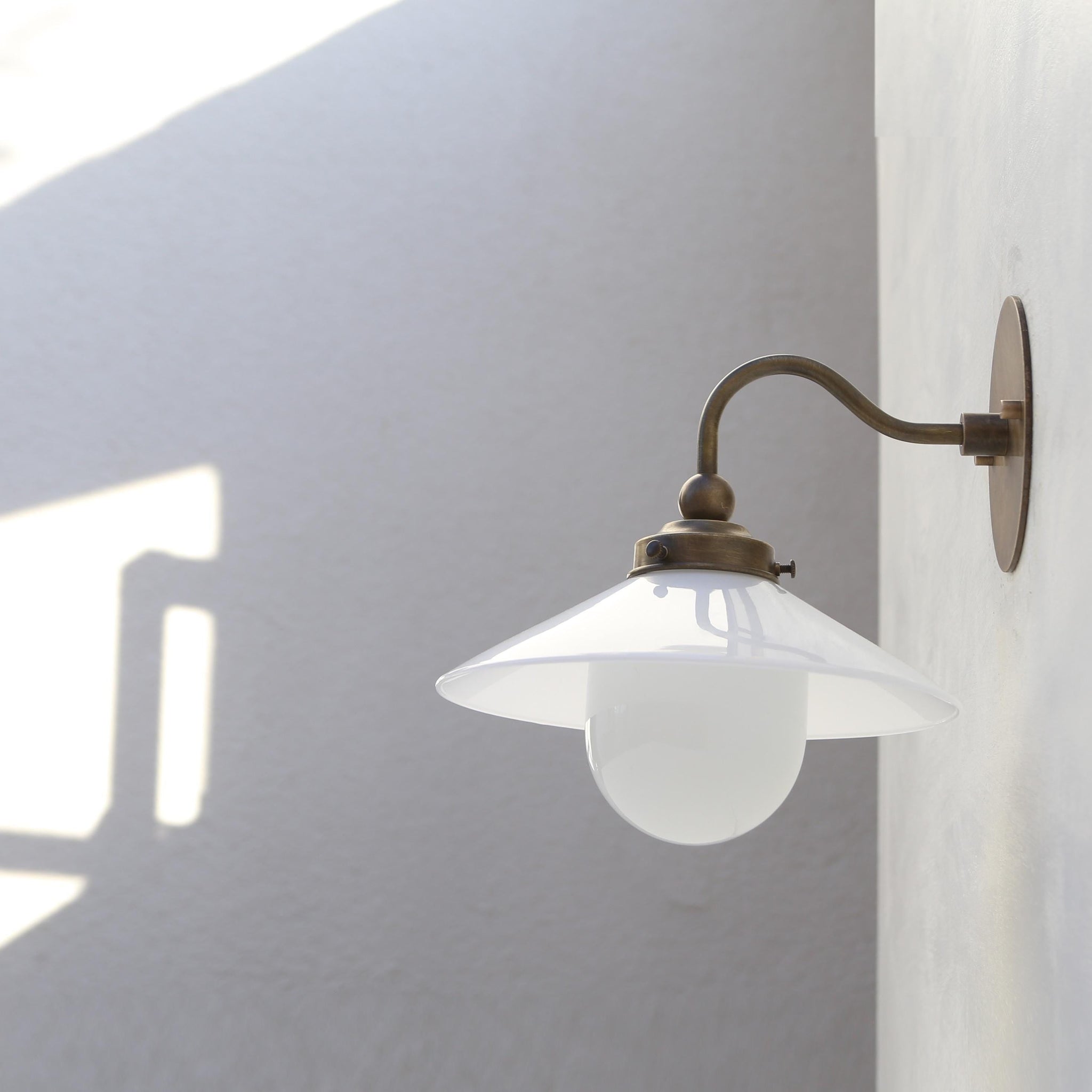 One-Light Gooseneck Wall Sconce with 9-Inch Opal Glass Shade