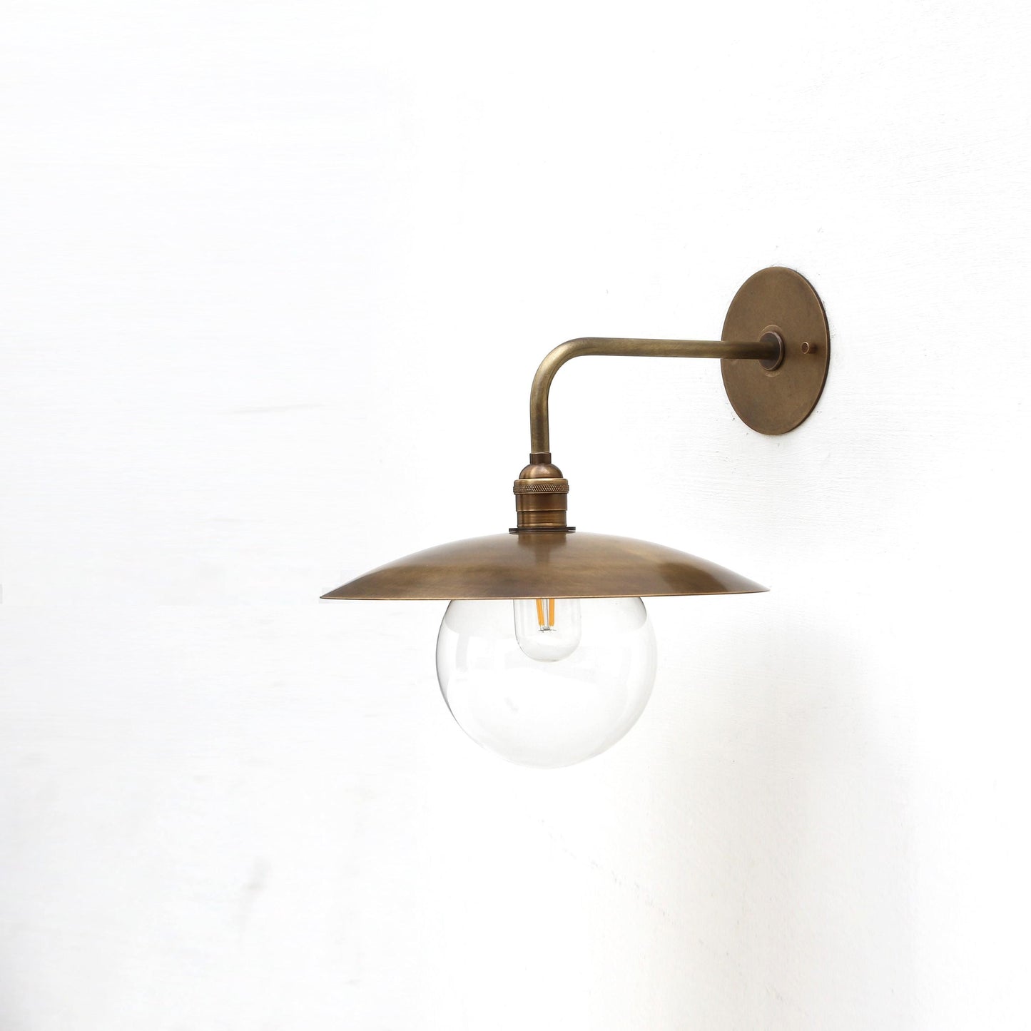 One-Light Gooseneck Wall Sconce with Clear Glass Globe