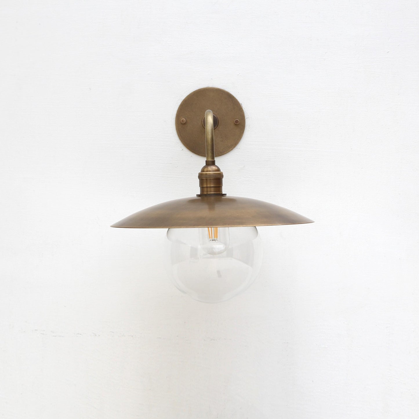 One-Light Gooseneck Wall Sconce with Clear Glass Globe