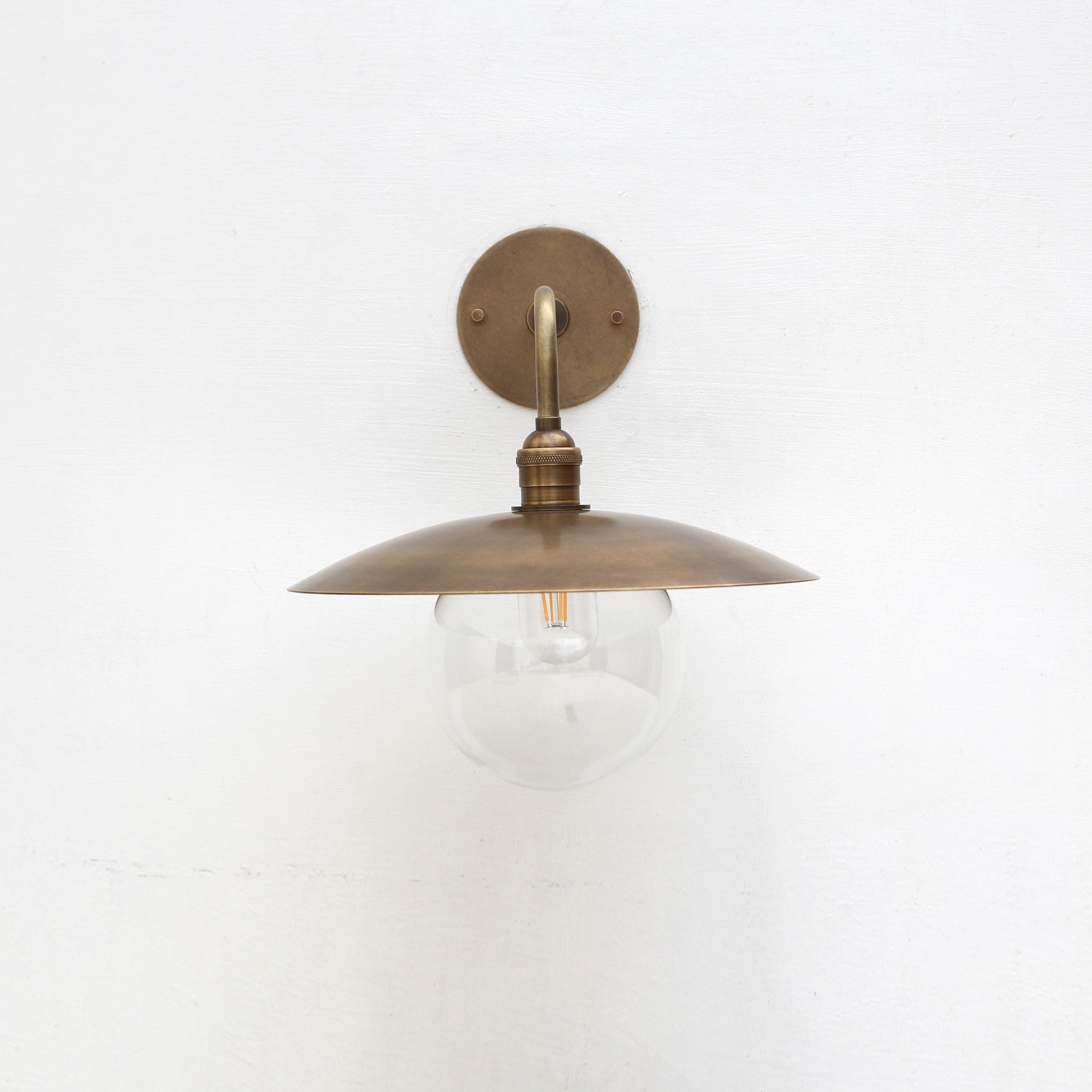 One-Light Gooseneck Wall Sconce with Clear Glass Globe