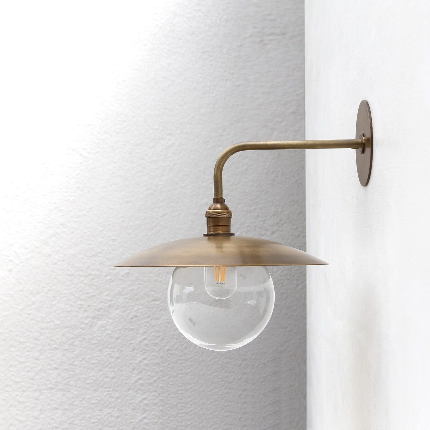 One-Light Gooseneck Wall Sconce with Clear Glass Globe