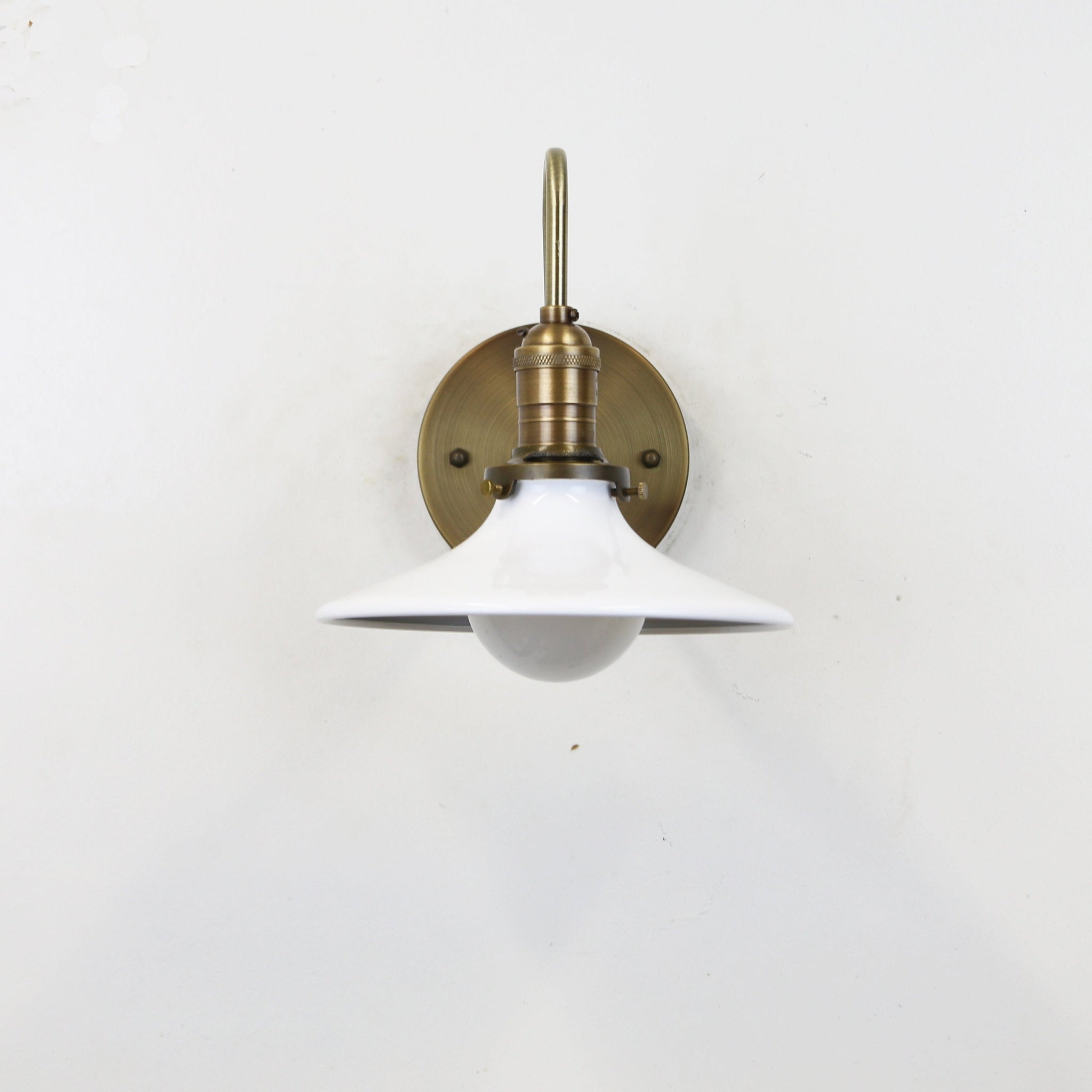 One-Light Gooseneck Wall Sconce with Flat Enamel Shade