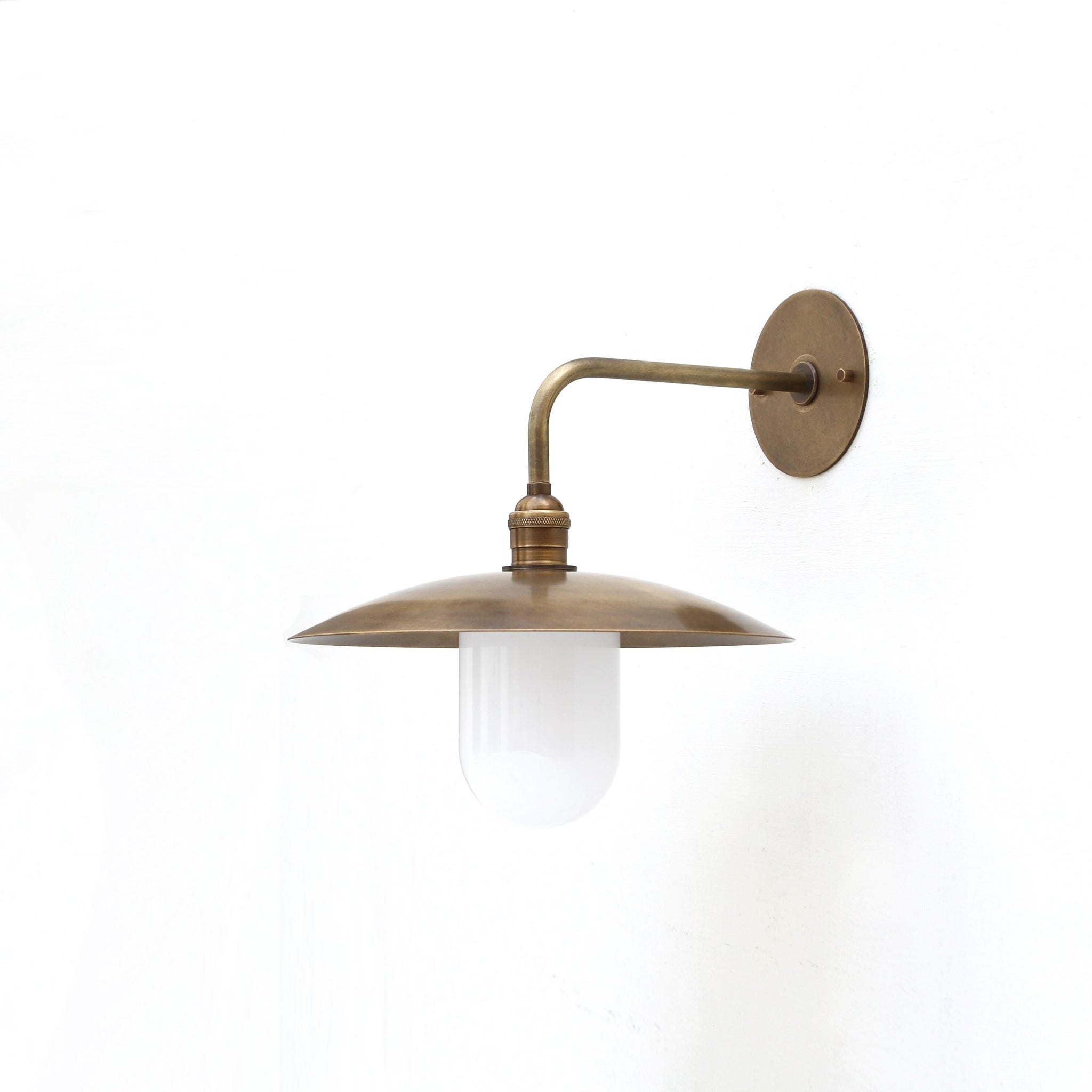 One-Light Gooseneck Wall Sconce with Opal Glass Cylinder
