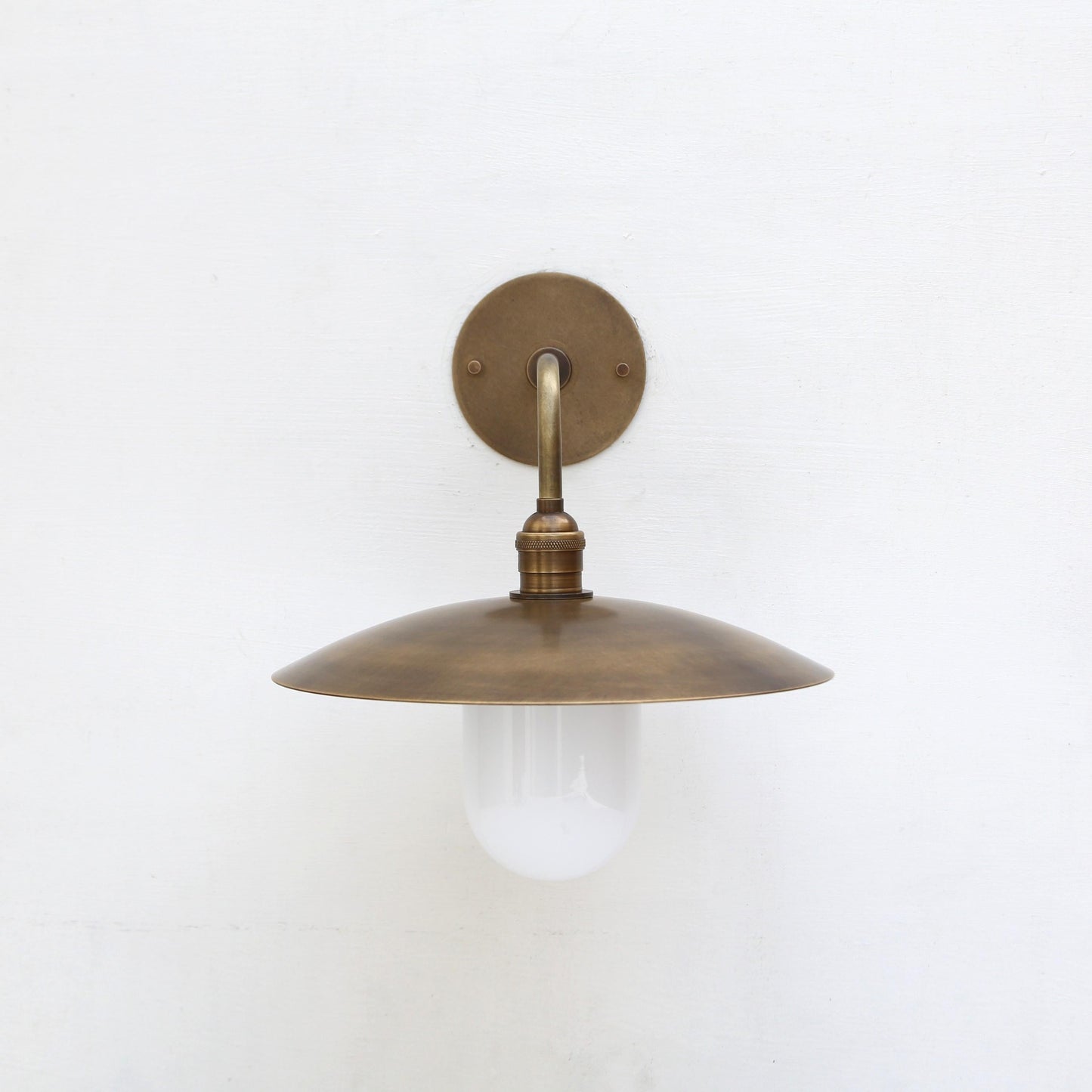 One-Light Gooseneck Wall Sconce with Opal Glass Cylinder