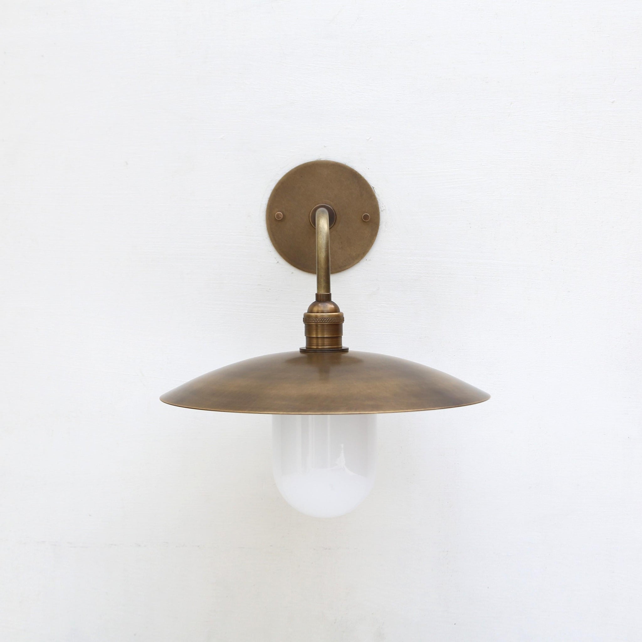 One-Light Gooseneck Wall Sconce with Opal Glass Cylinder