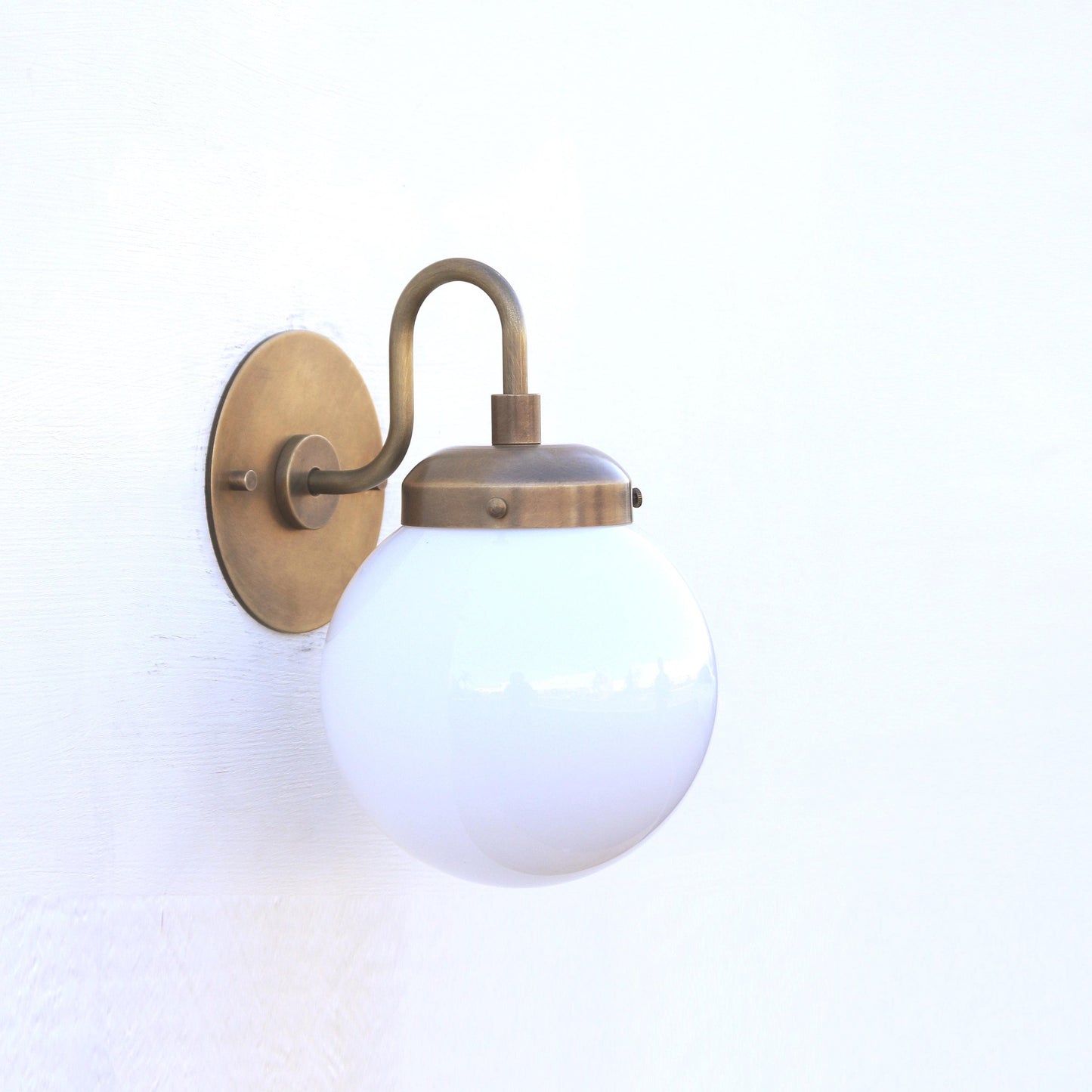One-Light Gooseneck Wall Sconce with Opal Globe