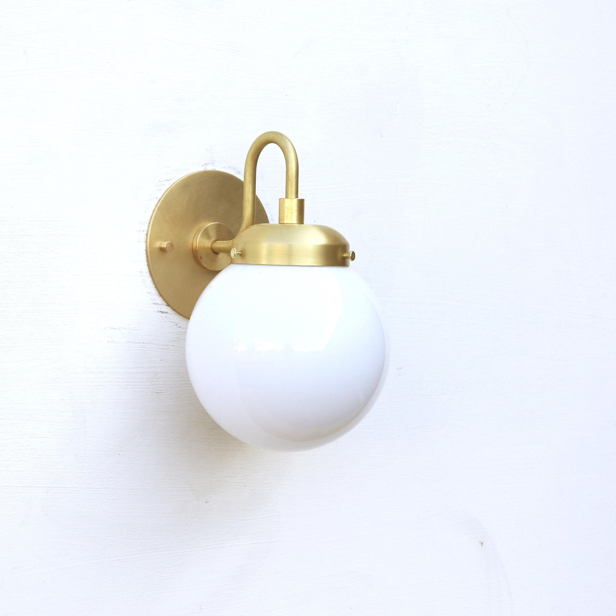One-Light Gooseneck Wall Sconce with Opal Globe