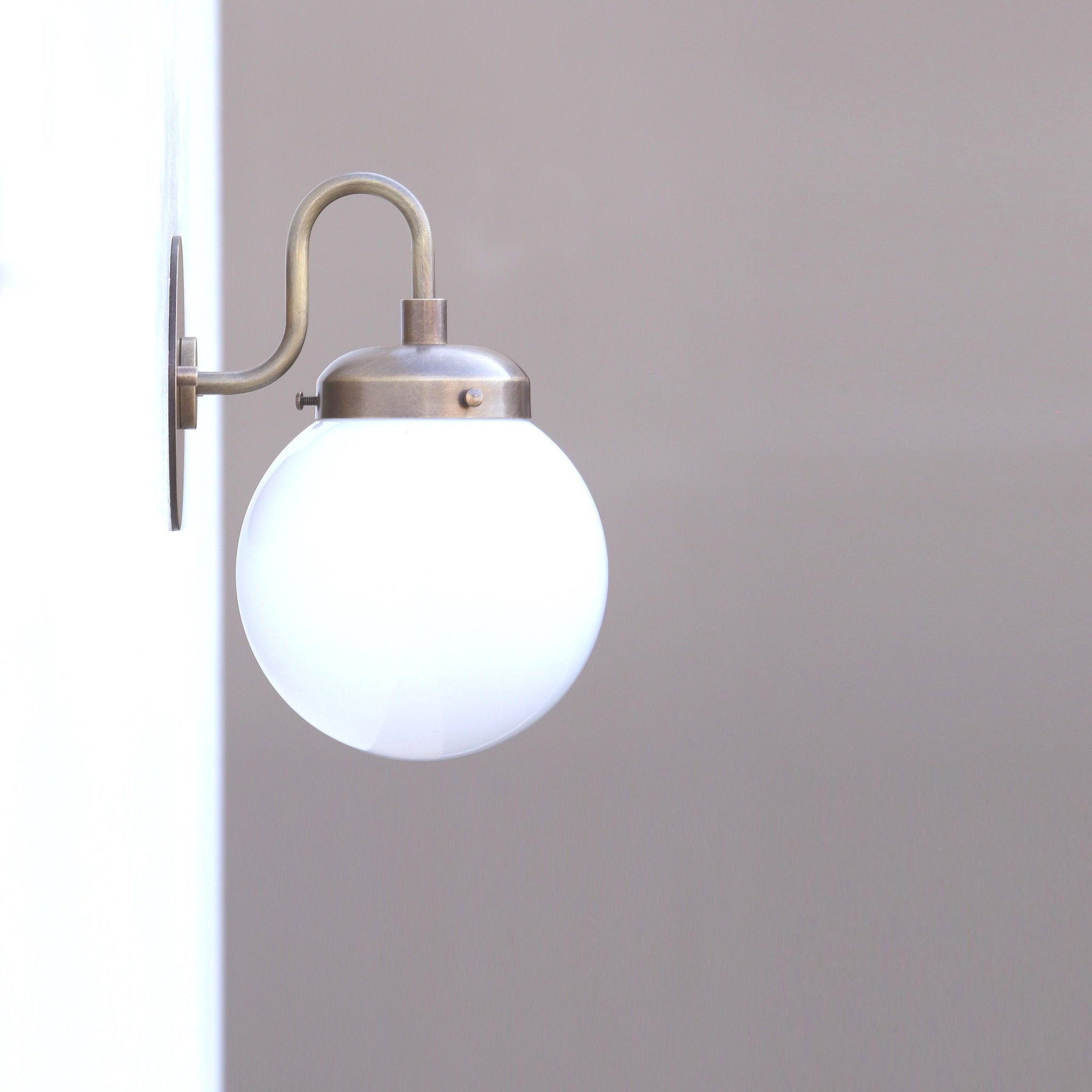 One-Light Gooseneck Wall Sconce with Opal Globe