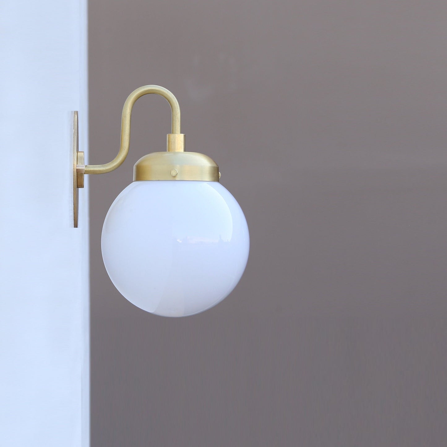 One-Light Gooseneck Wall Sconce with Opal Globe
