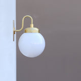 One-Light Gooseneck Wall Sconce with Opal Globe