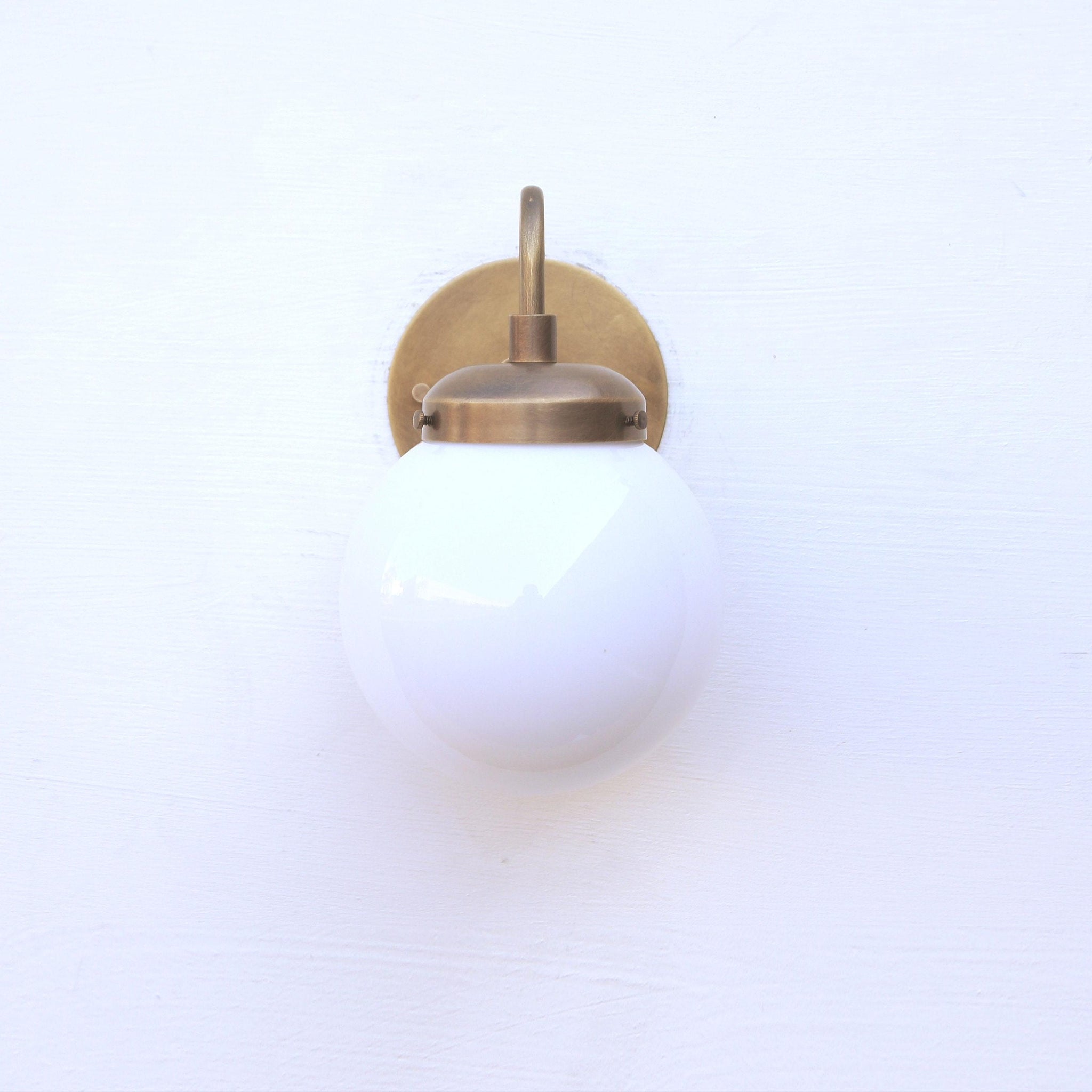 One-Light Gooseneck Wall Sconce with Opal Globe
