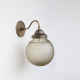 One-Light Gooseneck Wall Sconce with Ribbed Cut Glass Globe