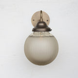 One-Light Gooseneck Wall Sconce with Ribbed Cut Glass Globe
