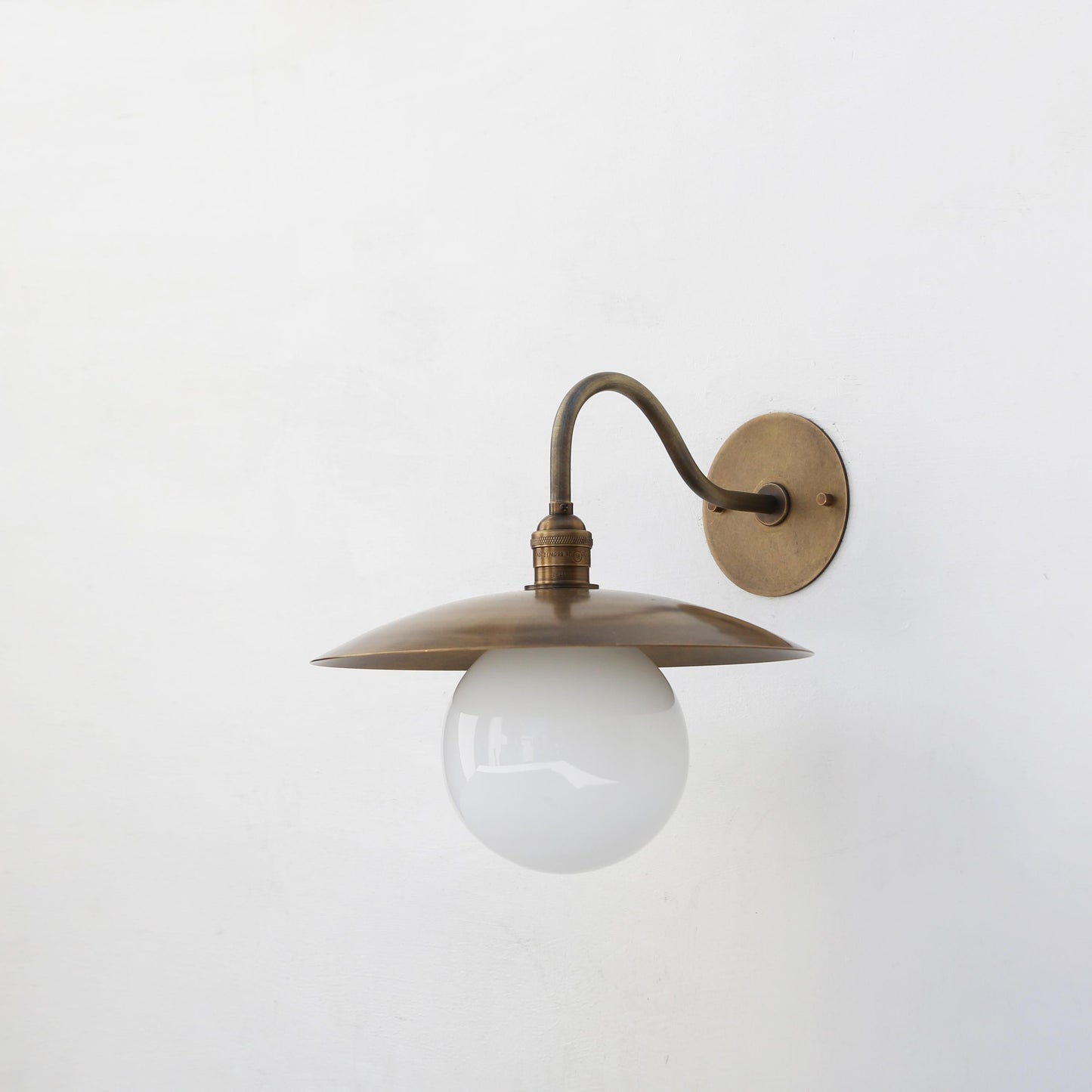 One-Light Gooseneck Wall Sconce with Round Glass Globe