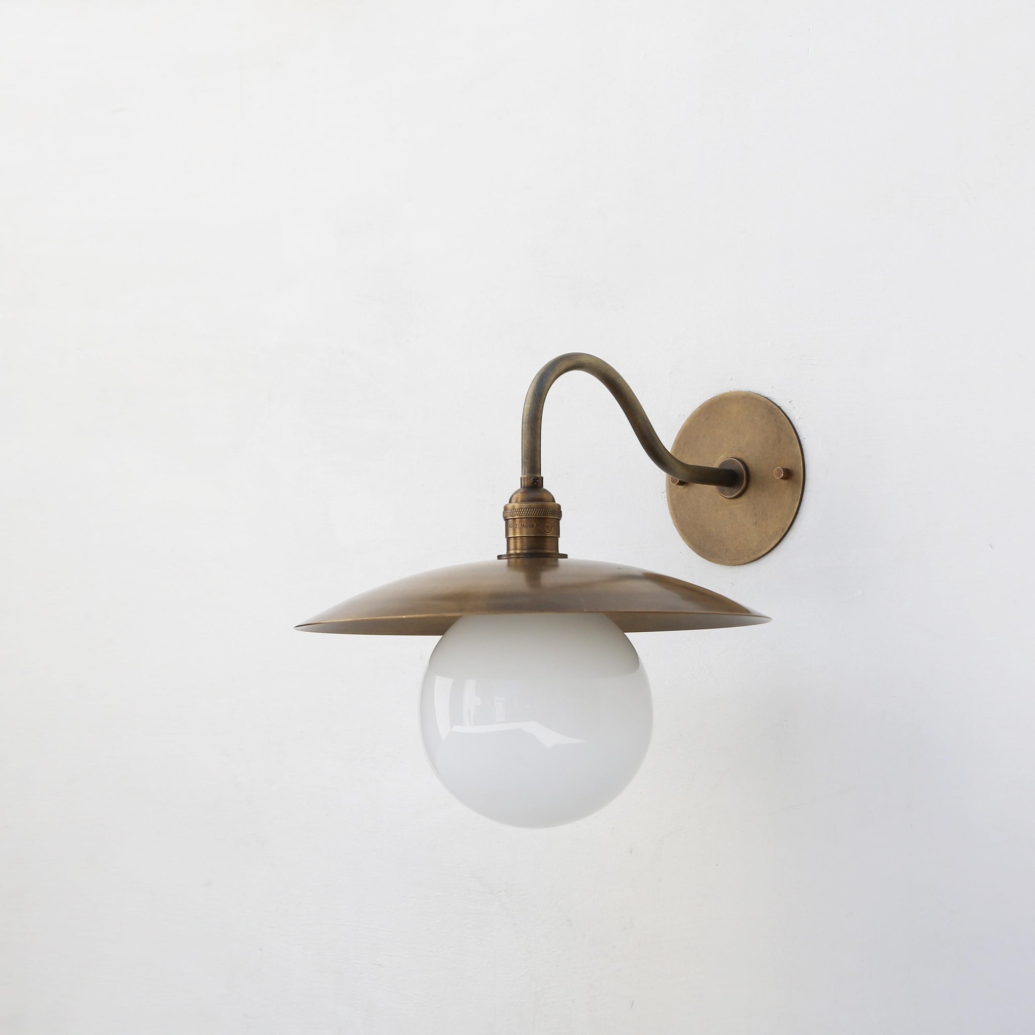 One-Light Gooseneck Wall Sconce with Round Glass Globe