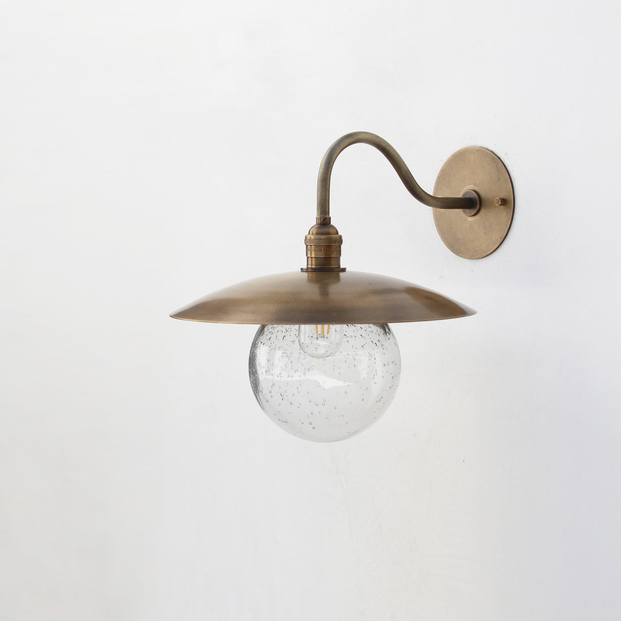 One-Light Gooseneck Wall Sconce with Round Glass Globe