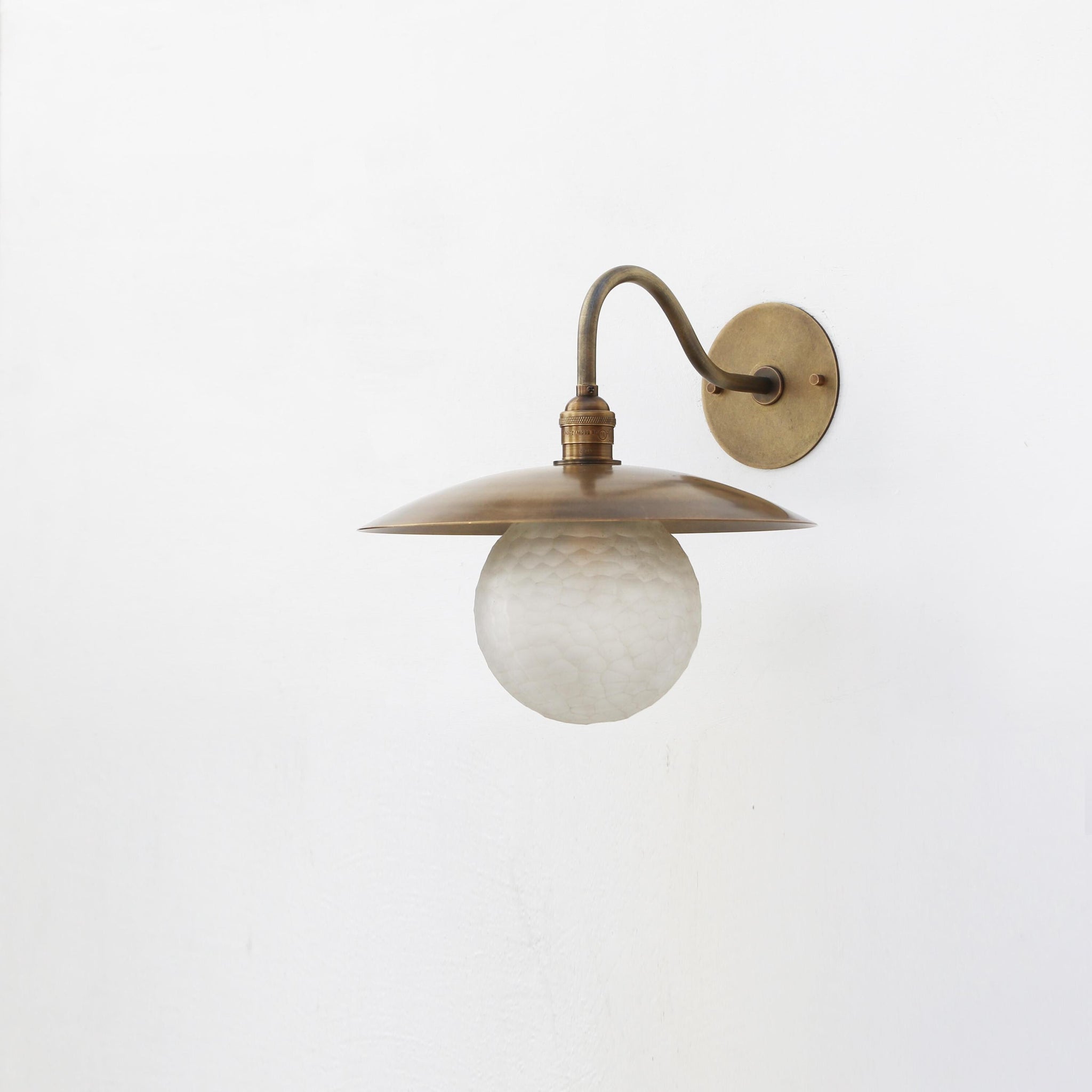 One-Light Gooseneck Wall Sconce with Round Glass Globe