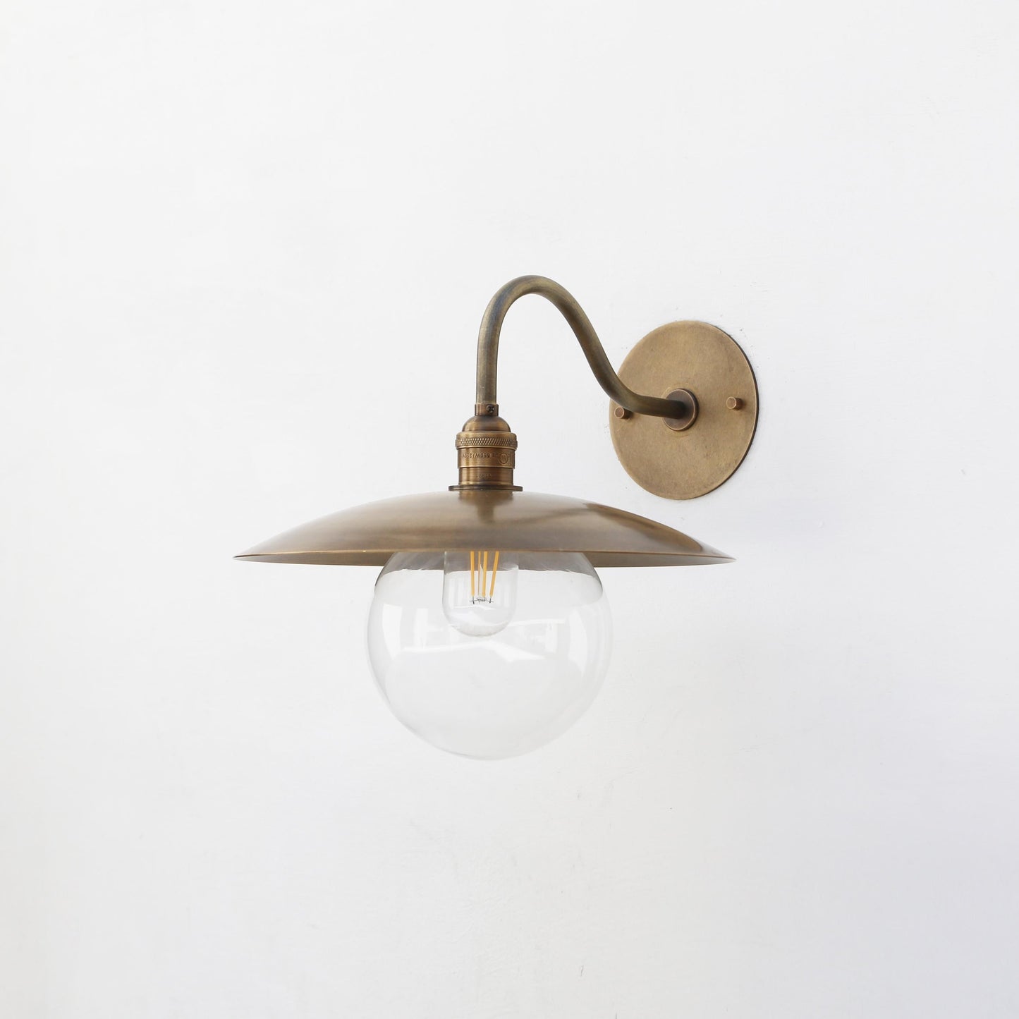 One-Light Gooseneck Wall Sconce with Round Glass Globe