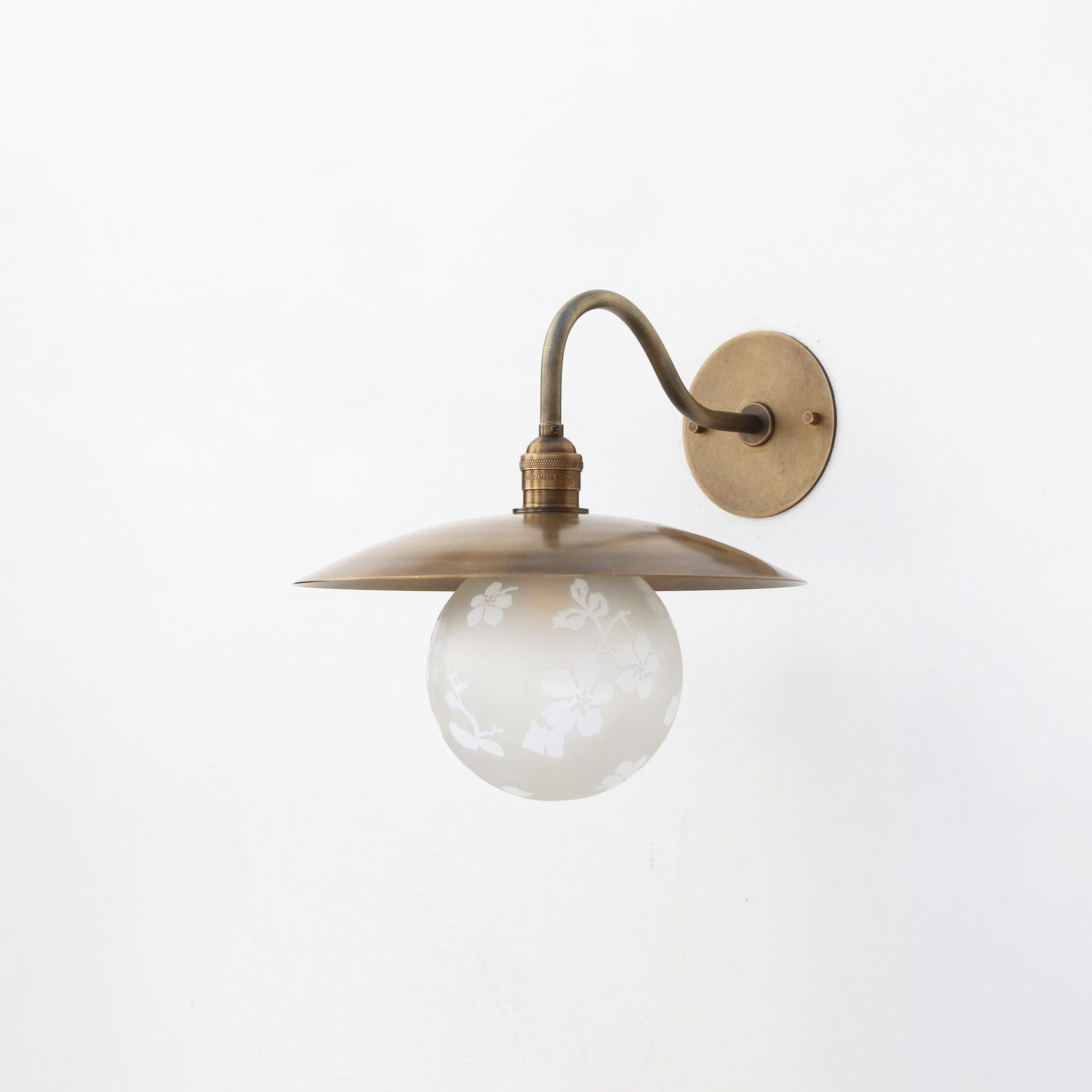 One-Light Gooseneck Wall Sconce with Round Glass Globe