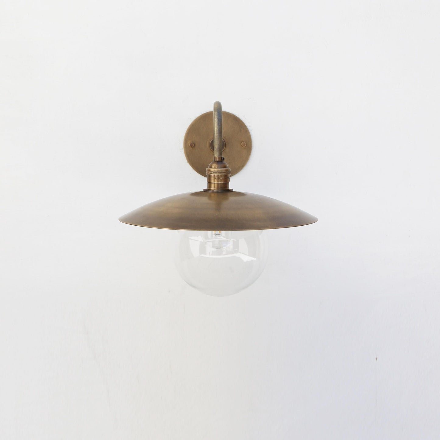 One-Light Gooseneck Wall Sconce with Round Glass Globe