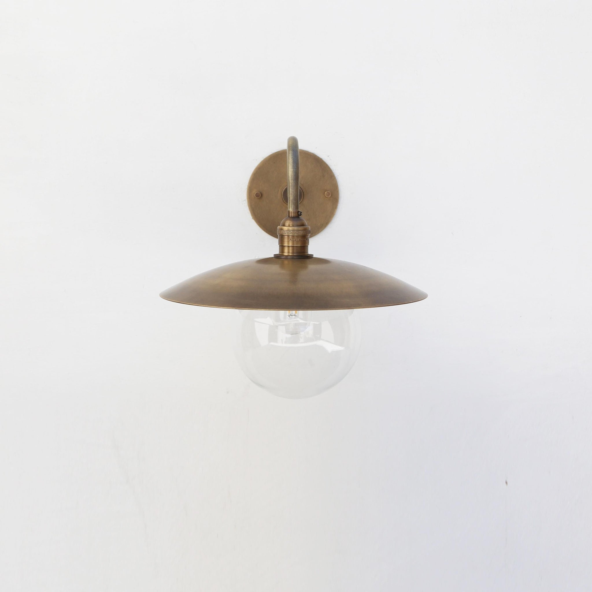 One-Light Gooseneck Wall Sconce with Round Glass Globe