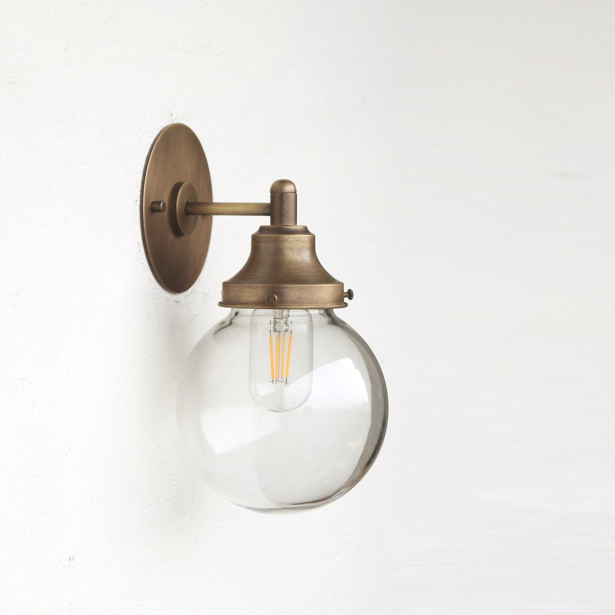 One-Light Gooseneck Wall Sconce with Smoked Glass Globe