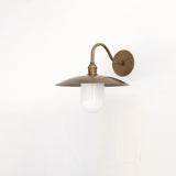 One-Light Gooseneck Wall Sconce with Twelve-Inch Brass Shade