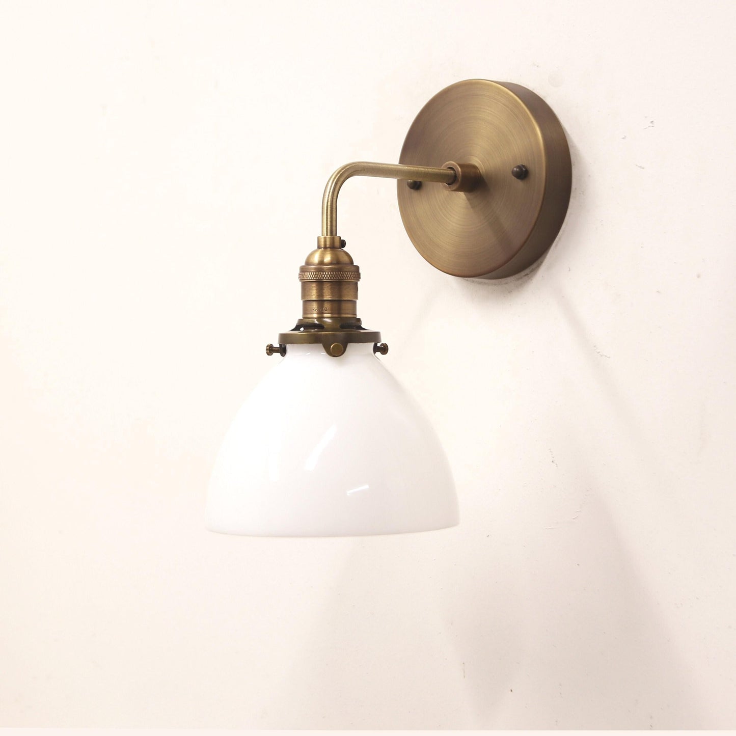One-Light Industrial Wall Sconce with Opal Glass Dome