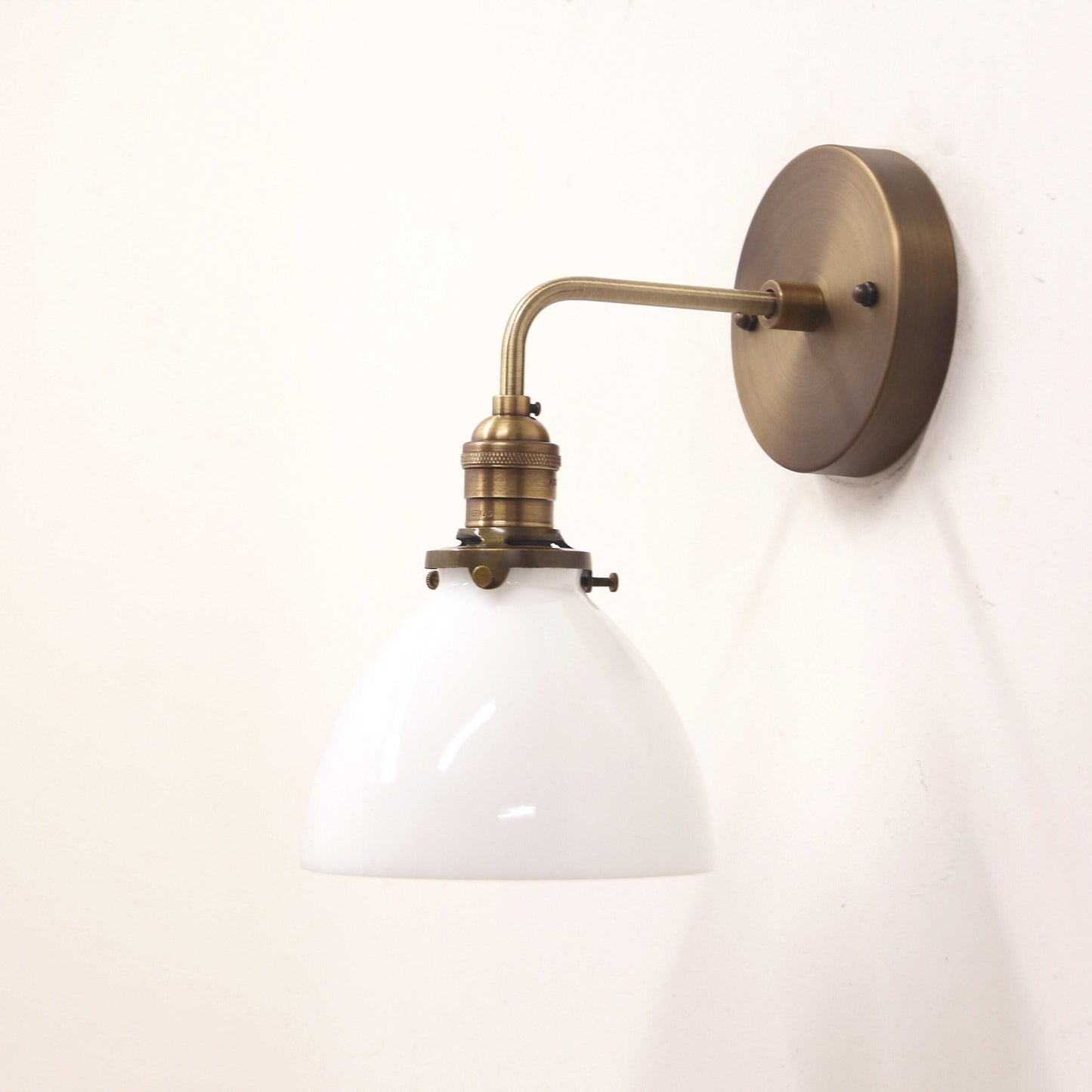 One-Light Industrial Wall Sconce with Opal Glass Dome