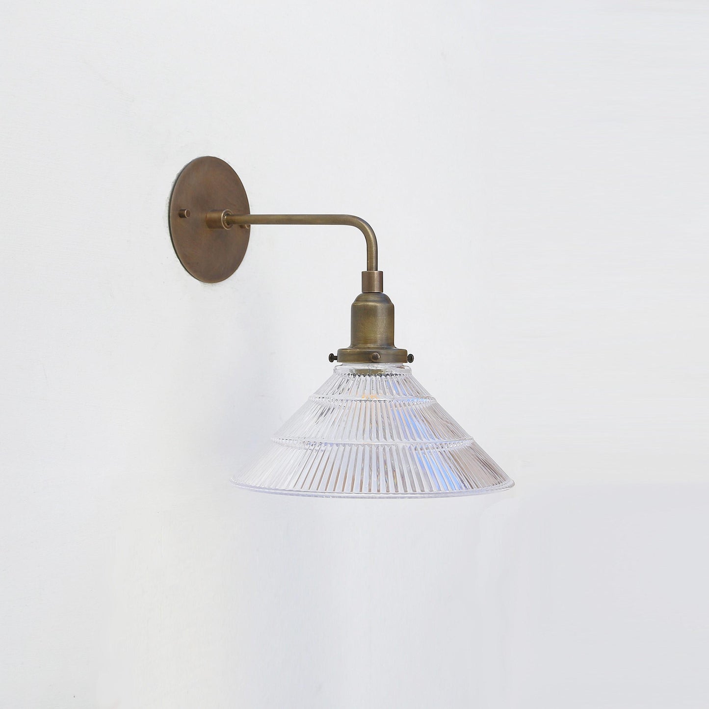 One-Light Industrial Wall Sconce with Ribbed Clear Glass Shade