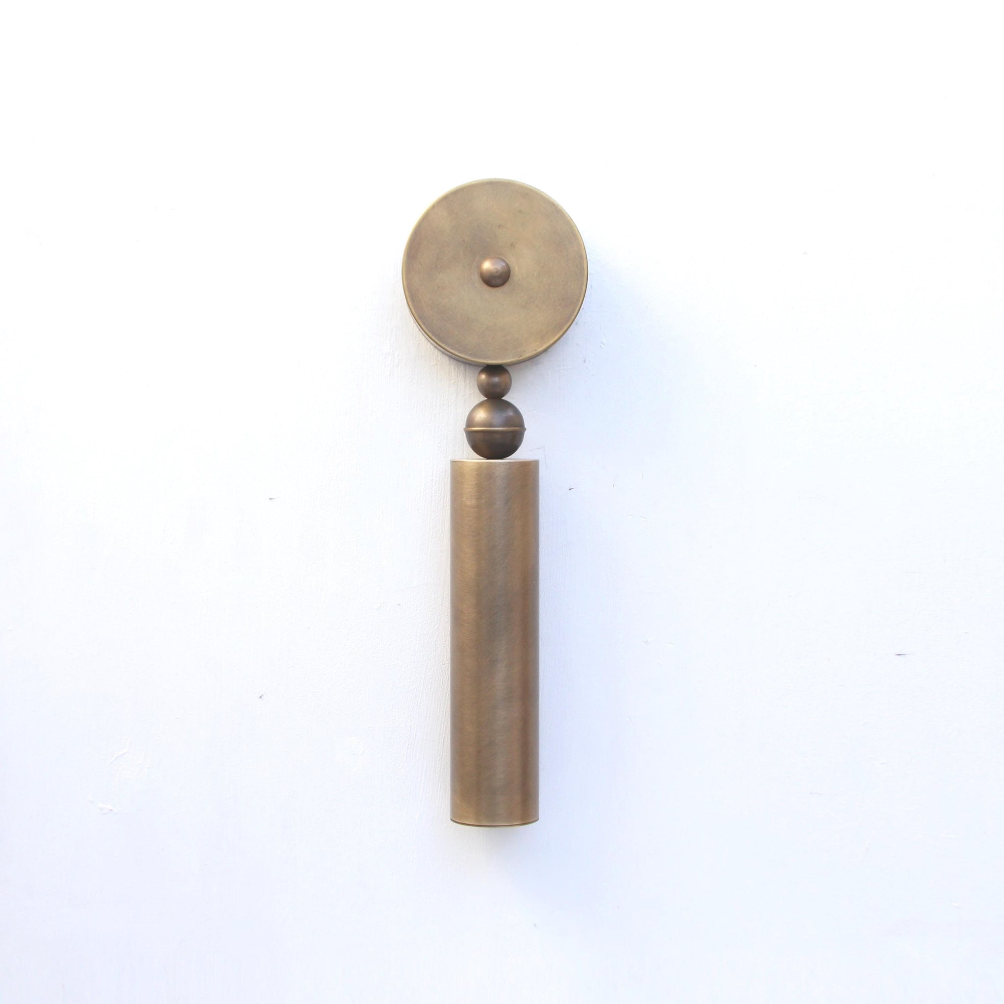 One-Light Long Cylinder Wall Sconce with Brass Ball Detail