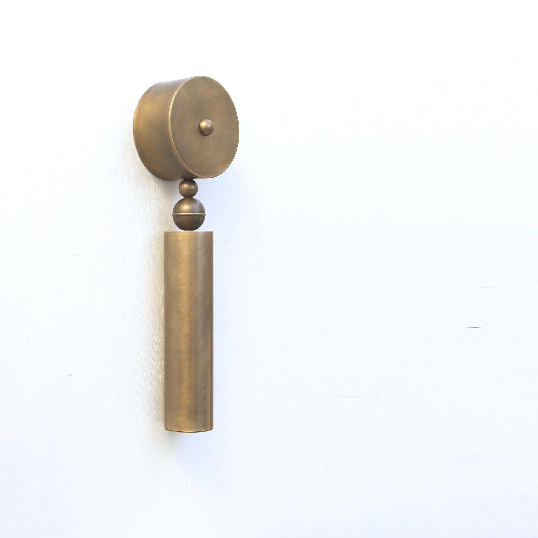 One-Light Long Cylinder Wall Sconce with Brass Ball Detail