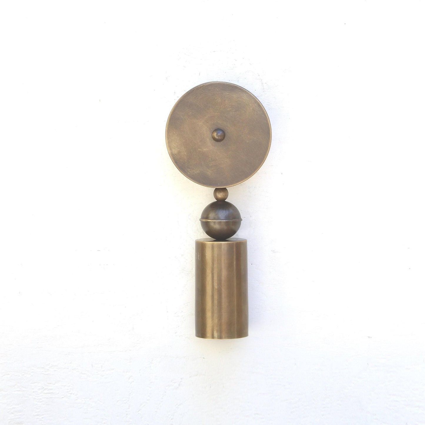 One-Light Long Cylinder Wall Sconce with Brass Ball Detail