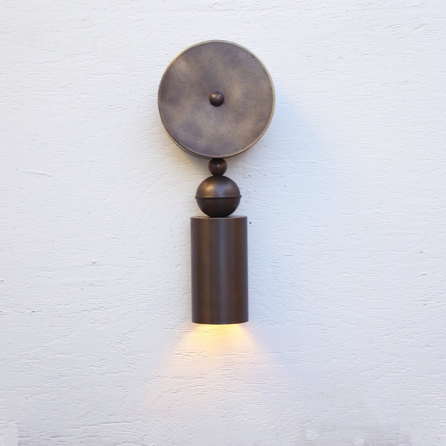 One-Light Long Cylinder Wall Sconce with Brass Ball Detail