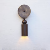 One-Light Long Cylinder Wall Sconce with Brass Ball Detail