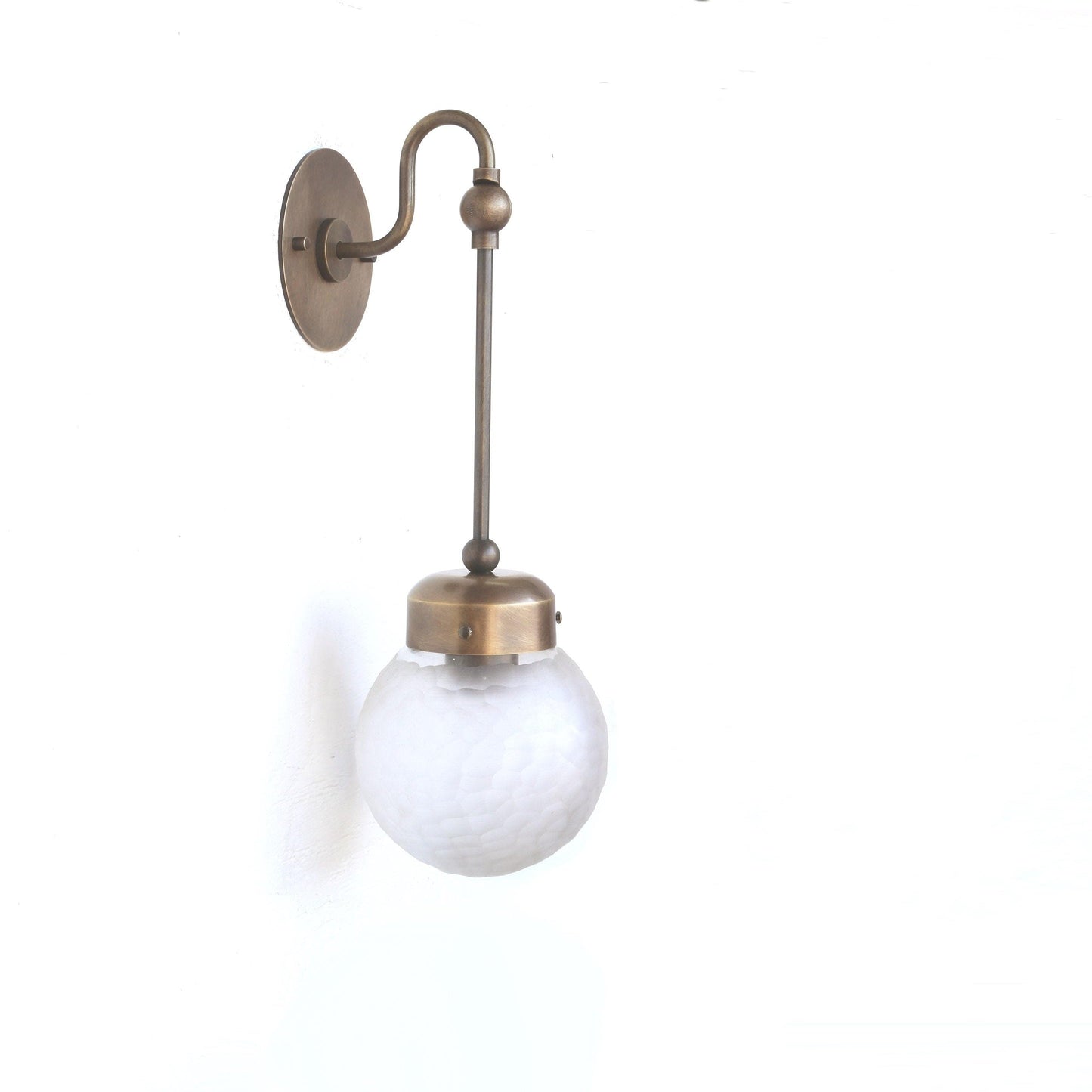 One-Light Long-Stem Diamond-Cut Glass Globe Wall Sconce