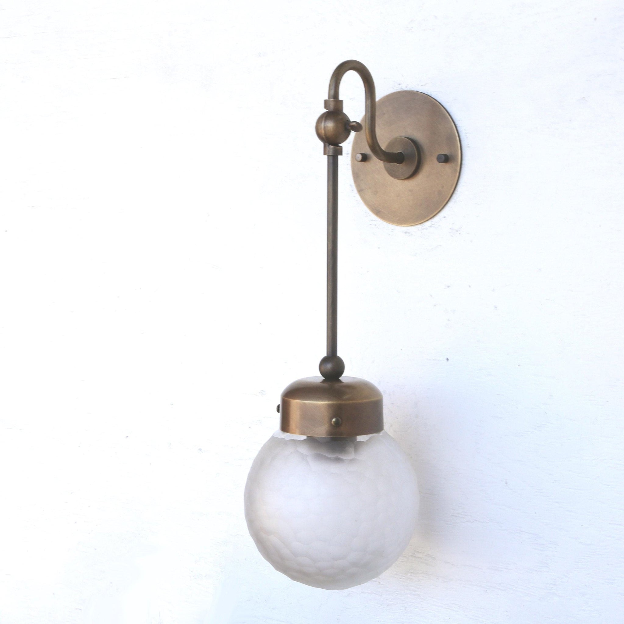 One-Light Long-Stem Diamond-Cut Glass Globe Wall Sconce