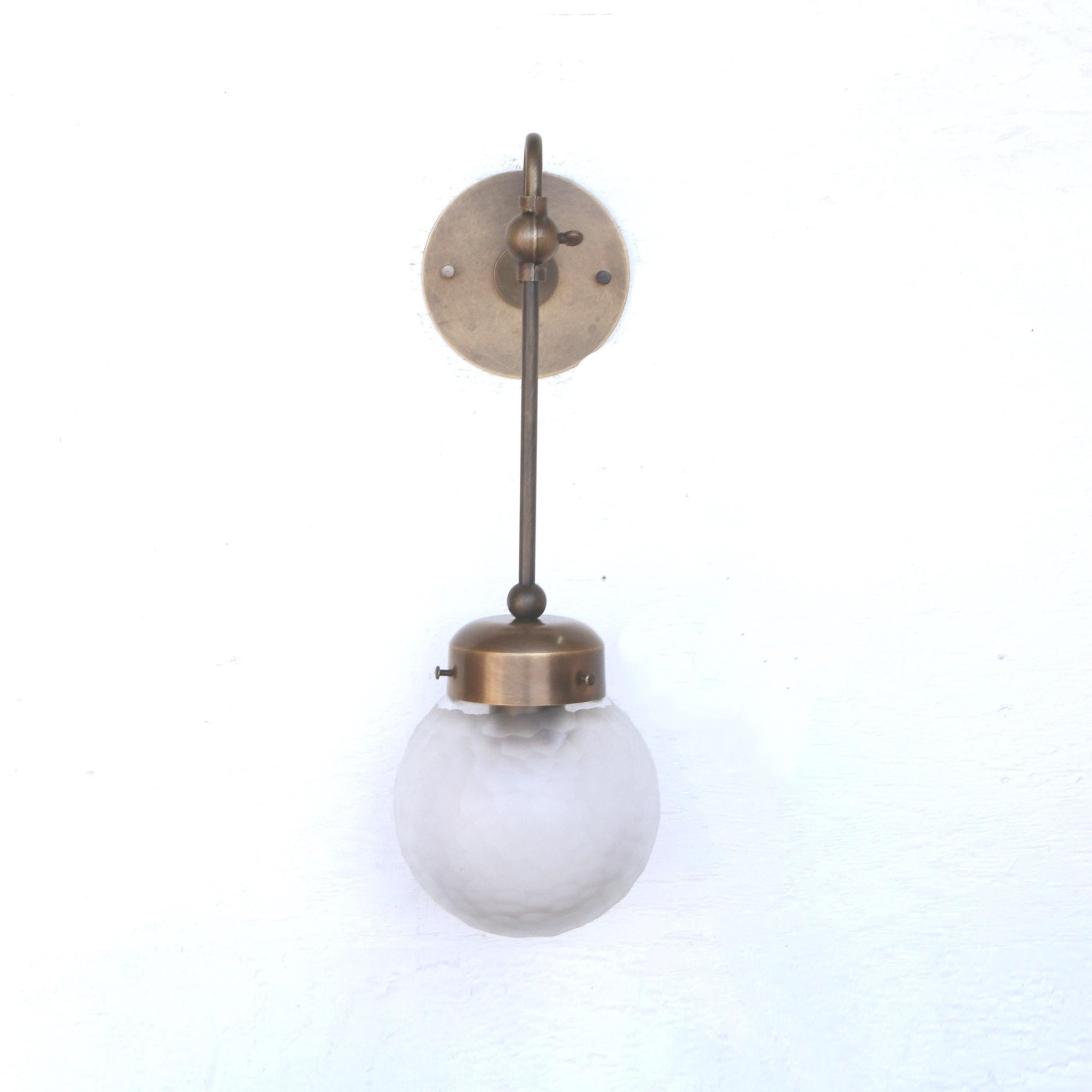 One-Light Long-Stem Diamond-Cut Glass Globe Wall Sconce