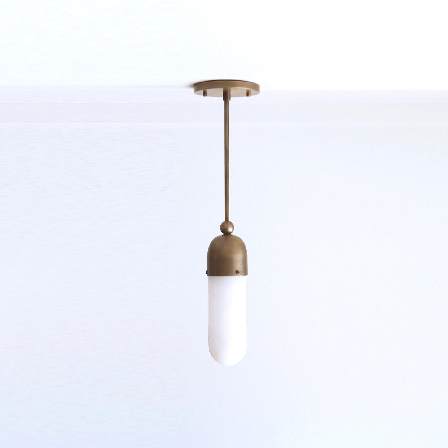 One-Light Long Stem Pendant with Opal Glass Tube Shade