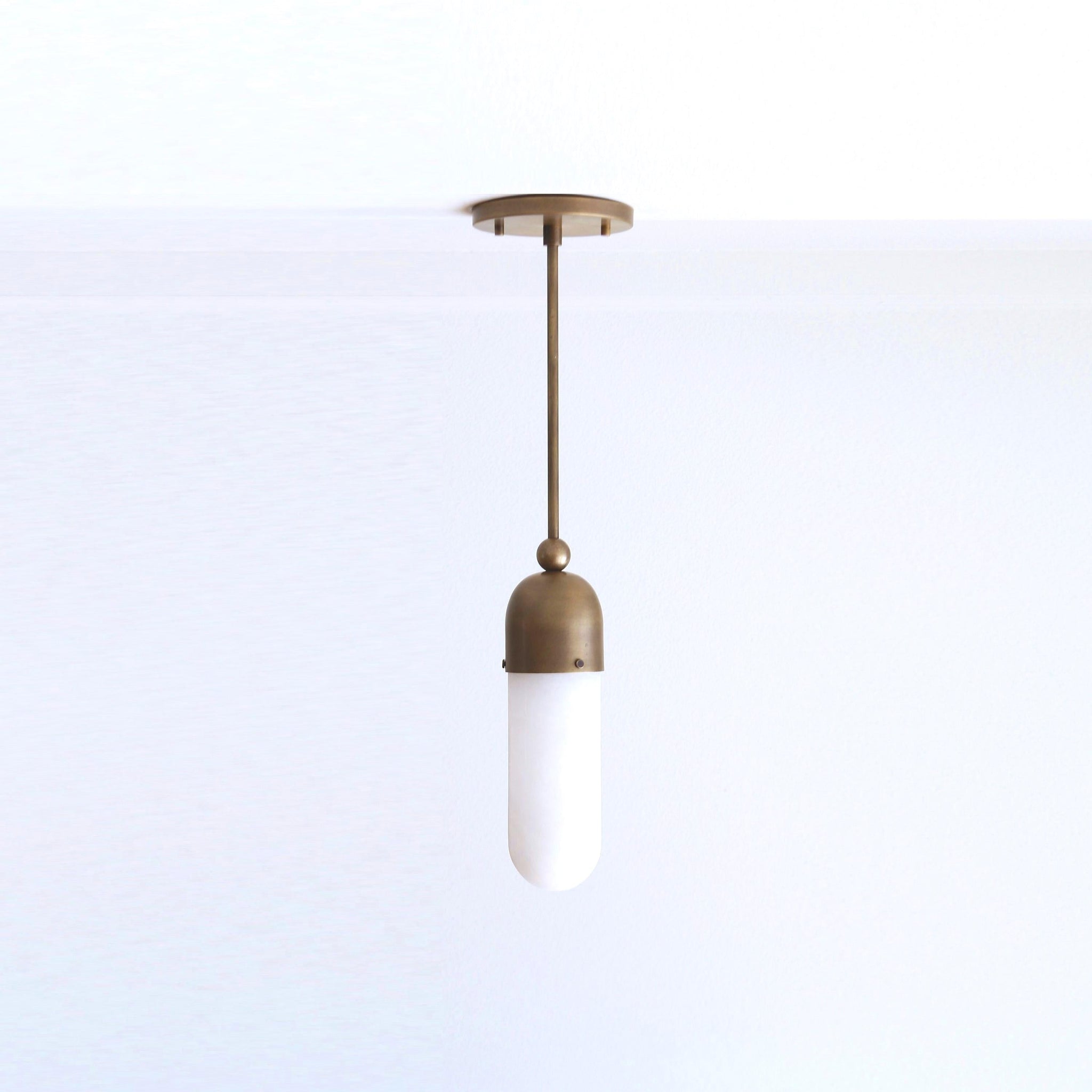 One-Light Long Stem Pendant with Opal Glass Tube Shade