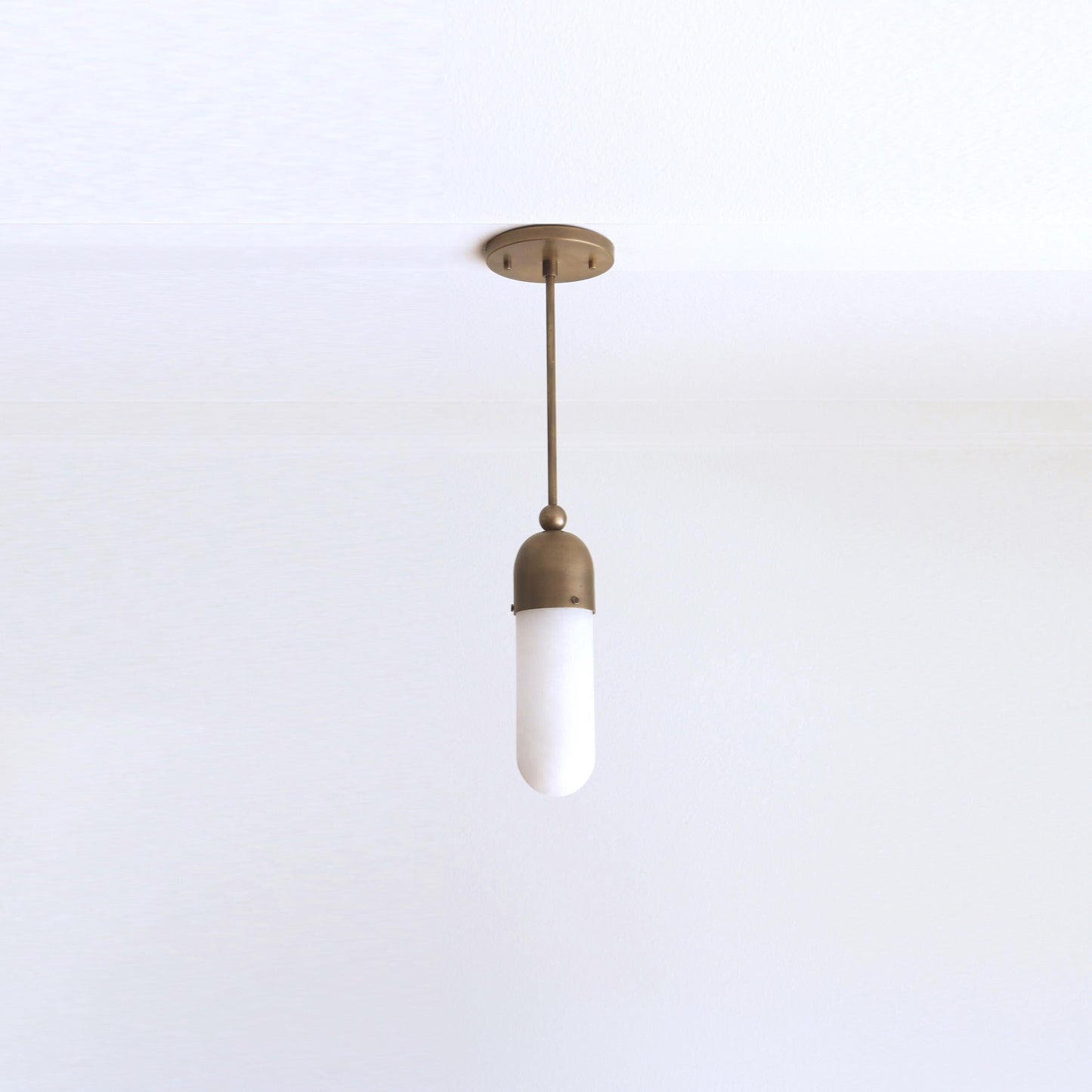 One-Light Long Stem Pendant with Opal Glass Tube Shade