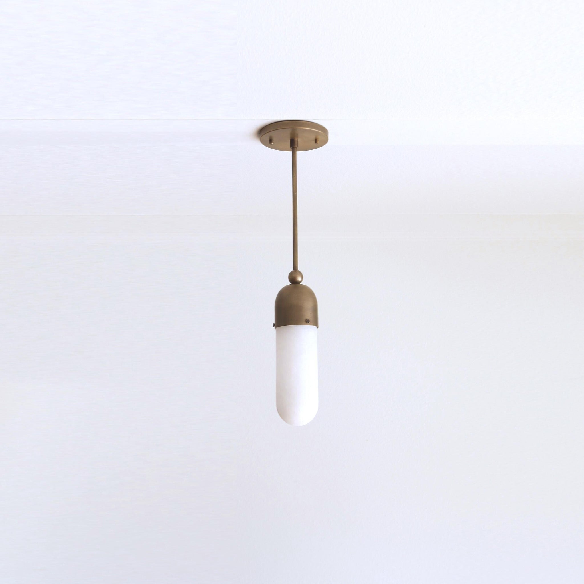 One-Light Long Stem Pendant with Opal Glass Tube Shade