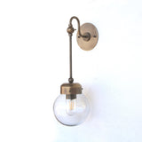 One-Light Long-Stem Smoked Glass Globe Wall Sconce