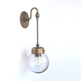 One-Light Long-Stem Smoked Glass Globe Wall Sconce