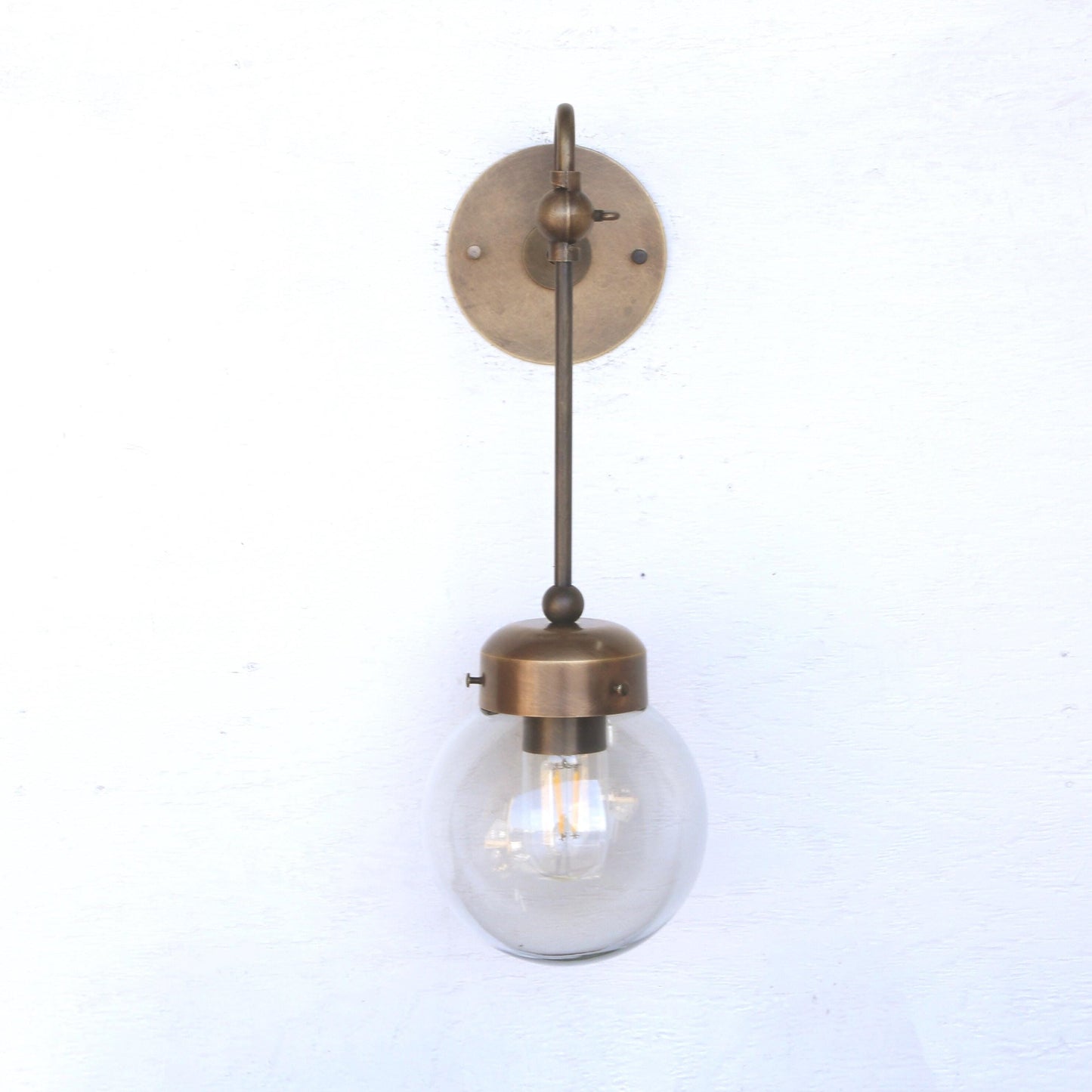 One-Light Long-Stem Smoked Glass Globe Wall Sconce