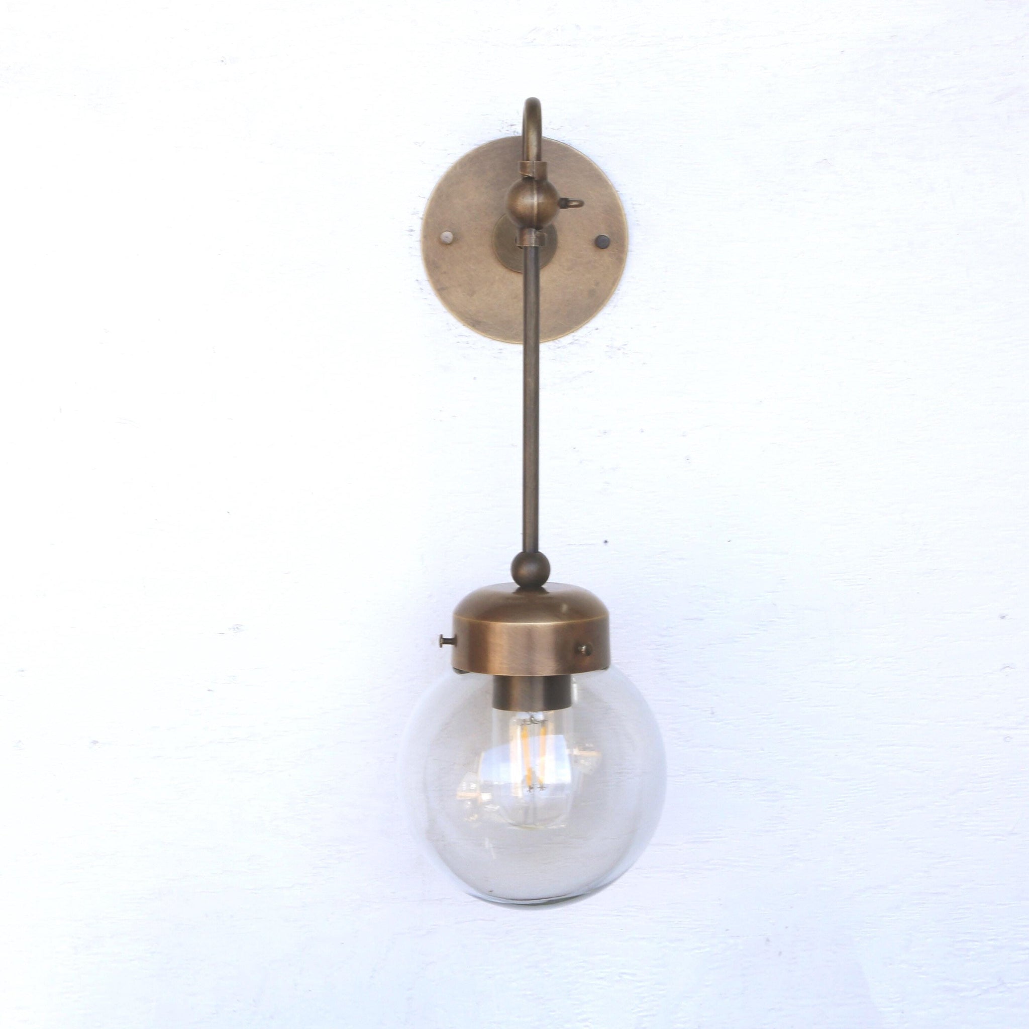One-Light Long-Stem Smoked Glass Globe Wall Sconce