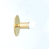 One-Light Minimal Brass Wall or Ceiling Light with Exposed Bulb