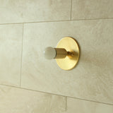 One-Light Minimal Brass Wall or Ceiling Light with Exposed Bulb